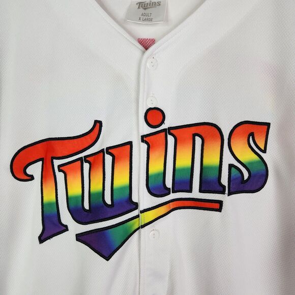 Minnesota Twins Jersey Shirt Unisex XL White MLB Baseball Pride Rainbow She Her‎ - Picture 3 of 8